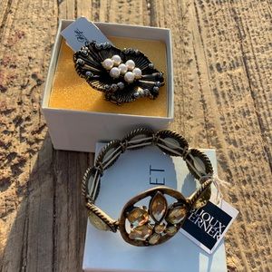 Bijoux Terner Bracelet; Stein Blye Ring